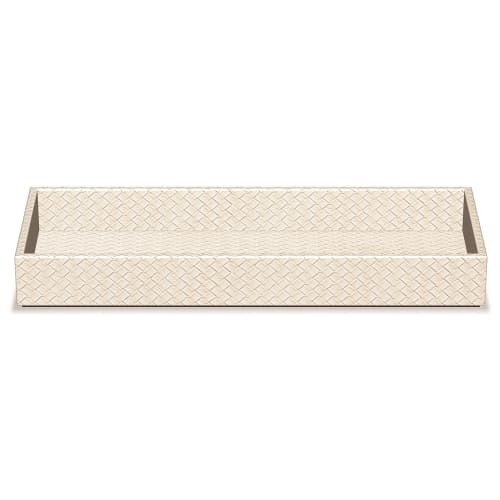 Jumbo Woven Emboss Leather Match Small Bath Tray, Ivory